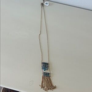 NWT Elegant Gold and Blue Tassel Necklace